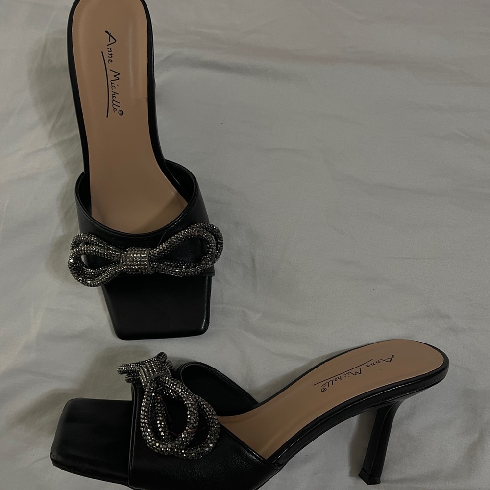 Anne Michelle Black Women's Heeled Sandals
